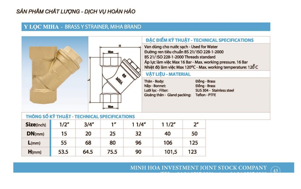 catalogue y lọc đồng miha - minh hoà