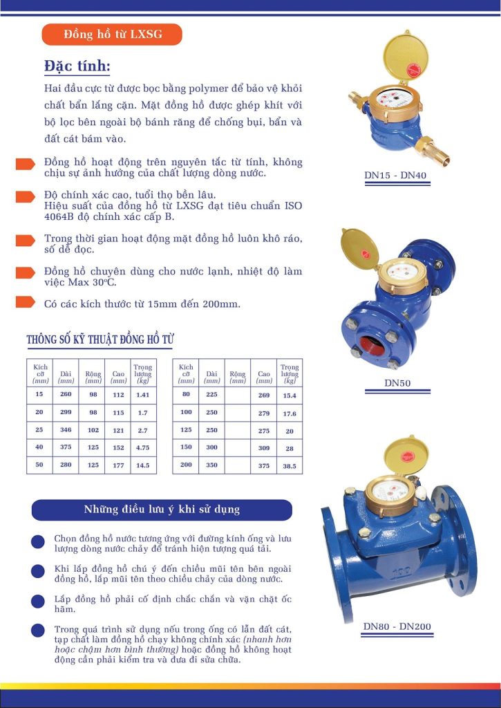 Catalogue đồng hồ nước trung đức