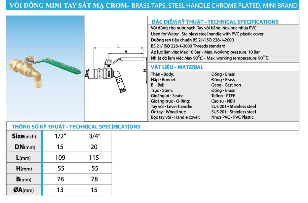 Vòi vườn đồng mini Minh Hòa