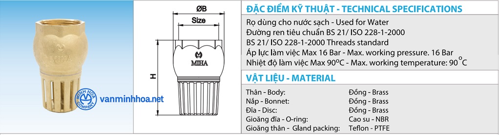 Thông số rọ đồng MIHA - DN100 Phi 114