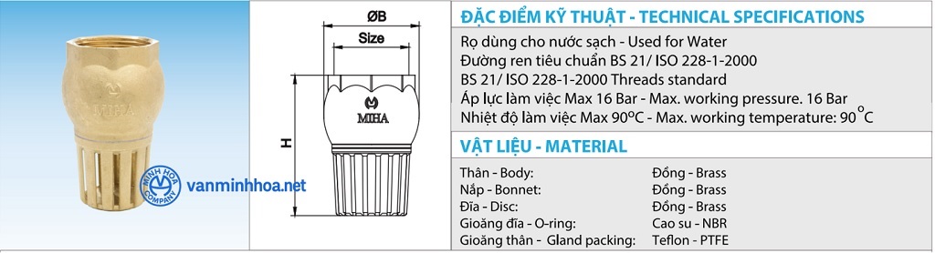 Thông số rọ đồng MIHA - DN80