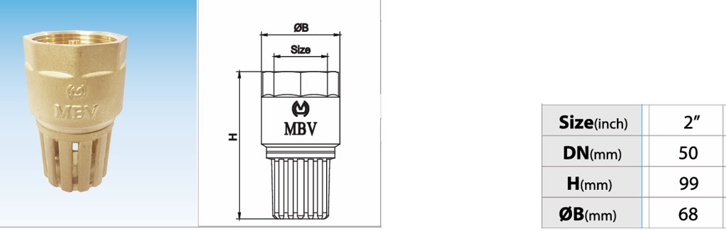 Cấu tạọ đồng MBV PN10 - DN50 Phi 60