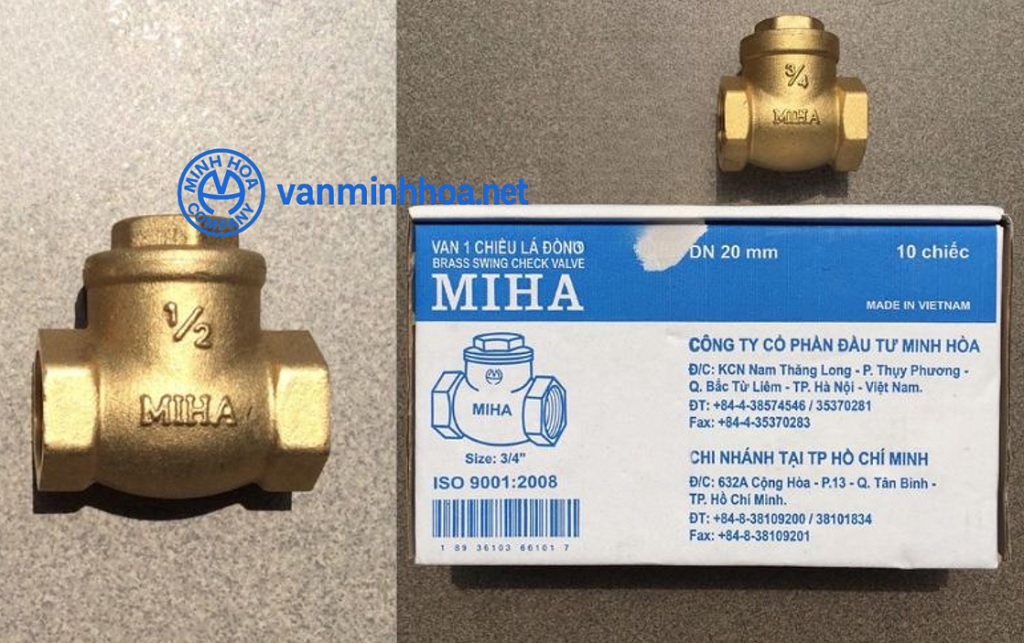 Giới thiệu van 1 chiều đồng lá lật Miha PN16 - DN15 Phi 21