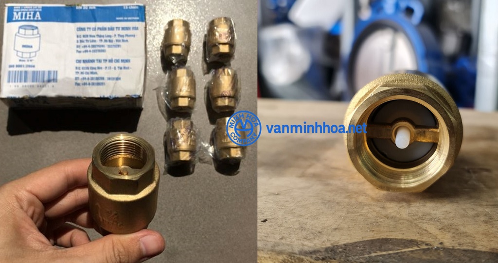 Van 1 chiều lò xo đồng Miha PN16 - DN15 Phi 21