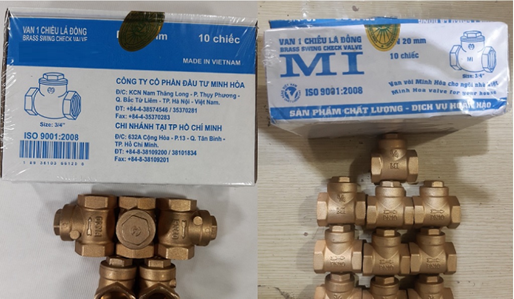 Cấu tạo van 1 chiều đồng lá lật MI PN10 - DN25 Phi34