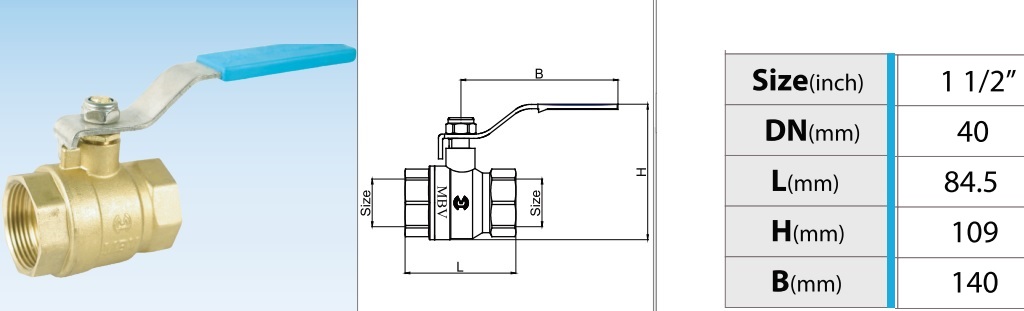 Van bi đồng tay gạt MBV - DN40 Phi49