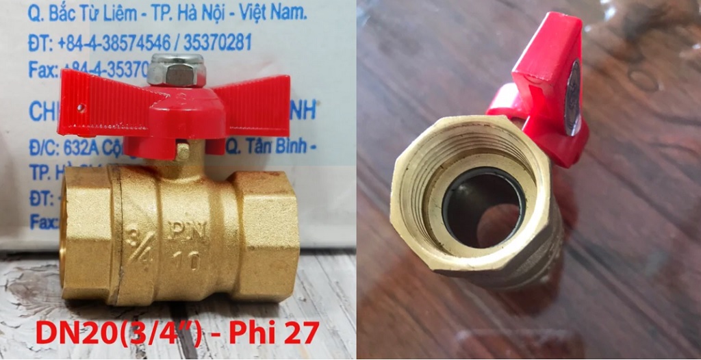 Van bi đồng tay bướm MBV - DN20 Phi27