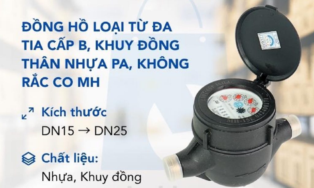 Đồng hồ nước thân nhựa MH Minh Hòa