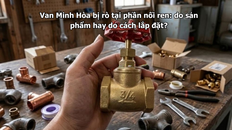 van minh hòa bị rò tại phần nối ren: do sản phẩm hay do cách lắp đặt?
