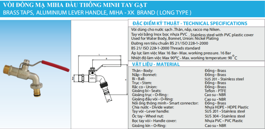 VÒI VƯỜN ĐỒNG MẠ MIHA-PN16 3 vòi vườn đồng mạ miha-pn16